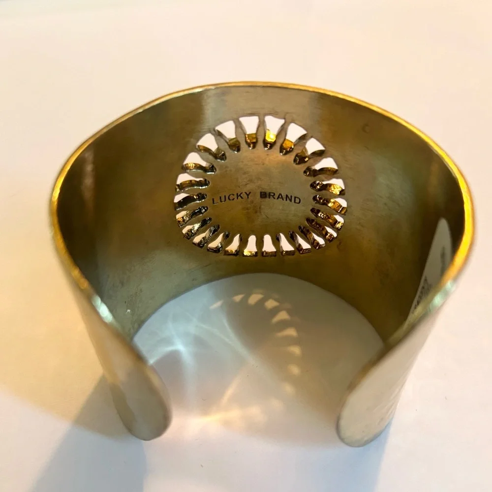 Lucky Brand Gold-Tone Cuff with Pink Center Stone - Semi Precious Stone